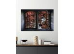 Wandsticker QUEENCE "Touch of Red", rot, B:60cm H:40cm, Vinyl, Wandtattoos, Wandsticker, Wandsticker, Wandbild, selbstklebend, 3D, Fenster