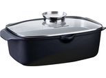 Bräter FACKELMANN "Roaster", schwarz, 8 l, Töpfe, Bräter, mit Aromaknauf, Schmortopf mit Deckel
