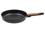 Bratpfanne RESTO KITCHENWARE "Mon, Universalpfanne antihaftbeschichtet und spülmaschinenfest", schwarz, H:5,8cm L:47,3cm Ø:28cm, Pfannen, Bratpfanne, mit verstärktem Boden und ergonomischem Griff in Holzoptik