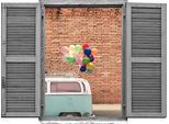 Wandtattoo QUEENCE "Hauswand", bunt, B:80cm H:60cm T:0,1cm, Wandtattoos, Wandtattoo, Wandsticker, Wandbild, selbstklebend, 3D, Fenster