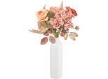Kunstblumenstrauß CREATIV GREEN "Blumenstrauß in Packpapier mit Vase", braun, H:50cm, Kunstpflanzen, Kunstblumenstrauß, mit Textilpflanzen in trendiger Trockenblumen-Optik