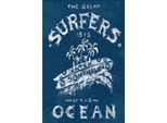 Metallbild QUEENCE "Great Surfers", weiß (farbe bild(er): weiß), B:20cm H:30cm, Metall, Stahl, Bilder, Metallbild, Stahlschilder