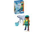 Konstruktions-Spielset PLAYMOBIL "Zoo: Eisbär und Pfleger (72090), Animals & Friends", bunt, Spielbausteine, Kinder, Kunststoff, Konstruktions-Spielset, Made in Europe