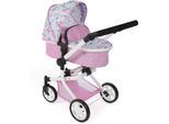 Kombi-Puppenwagen CHIC2000 "Mika", bunt (flowers rosa), Puppenwagen, KinderB:41cm H:82cm T:73cm, Kunststoff, Metall, Stoff, Kombi-Puppenwagen, mit schwenkbaren Vorderrädern, B:41cm H:82cm T:73cm