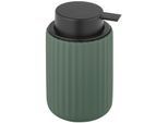Seifenspender WENKO "Belluno", grün (grün, schwarz), Keramik, Kunststoff, Dosierspender, Seifenspender, aus Keramik, Füllmenge: 400 ml