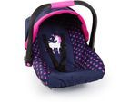 Puppen Autositz BAYER "rosa/goldfarben Schleife", bunt (einhorn blau, pink), Puppenausstattungen, KinderB:34cm H:38cm T:45cm, Kunststoff, Metall, Puppen Autositz, mit Dach, B:34cm H:38cm T:45cm