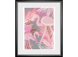 Bild QUEENCE "Flamingo", bunt (farbe bild(er): bunt), B:30cm H:40cm, Acrylglas, Holz, Papier, Bilder, Bild, HD Premium Poster-Druck inkl. Holzrahmen