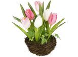 Kunstblume I.GE.A. "Tulpe", rosa, B:13cm H:25cm L:13cm, Kunstpflanzen, Kunstblume, Im Weidenest, Blume Papageientulpe Blüte Osterdeko