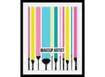 Bild QUEENCE "Makeup Artist", bunt (farbe rahmen: schwarz, farbe bild(er): bunt), B:30cm H:40cm T:3cm, Acrylglas, Holz, Papier, Bilder, Bild, HD Premium Poster-Druck inkl. Holzrahmen