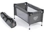 Puppenbett CHIC2000 "Puppen-Reisebett", grau (jeans grau), Puppenmöbel, KinderB:31cm H:32cm T:54cm, Stahl, Stoff, Puppenbett, mit Stoff-Tragetasche, B:31cm H:32cm T:54cm