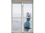 Wandsticker QUEENCE "Ananas", silber (silberfarben), B:40cm H:60cm T:0,1cm, Wandtattoos, Wandsticker, Wandsticker, Wandbild, selbstklebend, 3D, Fenster