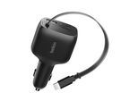 BELKIN USB-Ladegerät "BoostCharge Kfz-Lader mit einziebarem Kabel (75 W)", schwarz, B:10,5cm H:3,5cm T:10,5cm, Ladegeräte, USB-Ladegerät