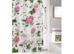 Duschvorhang KLEINE WOLKE "Rosalie", bunt (multicolor, weiß), B:180cm H:200cm, Polyester, Duschvorhänge, Duschvorhang, mit Beschwerungsband