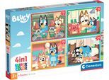 Puzzle CLEMENTONI "Bluey, 4in1 Supercolor", bunt, Puzzles, Kinder, Pappe, Motiv, Puzzle, Made in Europe