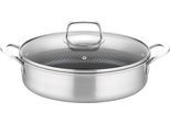 Servierpfanne GSW "Inoxxa Black Ø 28 cm", silber (edelstahlfarben), H:7cm Ø:28cm, Pfannen, Servierpfanne, Dreischicht-Material mit Antihaft-Versiegelung,Wabenstruktur,Induktion