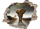 Wandtattoo QUEENCE "Elefant", beige (natur), B:60cm H:50cm T:0,1cm, Wandtattoos, Wandtattoo, Wandsticker, Wandbild, selbstklebend, 3D, Wanddurchbruch