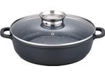 Servierpfanne GSW "Gourmet Granit", schwarz, H:7,5cm Ø:28cm, Pfannen, Servierpfanne, VITAFLON GRANIT Antihaft-Versiegelung, Glasdeckel, Induktion