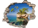 Wandtattoo QUEENCE "Insel", bunt, B:60cm H:50cm T:0,1cm, Wandtattoos, Wandtattoo, Wandsticker, Wandbild, selbstklebend, 3D, Wanddurchbruch