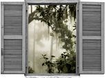 Wandtattoo QUEENCE "Dschungel", grün, B:80cm H:60cm T:0,1cm, Wandtattoos, Wandtattoo, Wandsticker, Wandbild, selbstklebend, 3D, Fenster