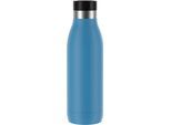 Isolierflasche EMSA "Trinkflasche Bludrop", blau (aqua blau), H:21,5cm, Edelstahl, Trinkflaschen, Isolierflasche, Edelstahl, Quick-Press Deckel, 360 Trinkgenuss, 12h warm/24h kühl