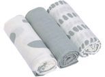 Stoffwindeln LÄSSIG "Mulltuch-Set M, Strokes silver grey", Baby, Gr. 3 Stk., silber (silber grau), Baumwolle, Windeln Stoffwindeln