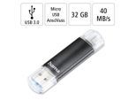 HAMA USB-Stick "Laeta Twin, USB 3.0", schwarz, 32 GB, USB-Sticks, USB-Stick