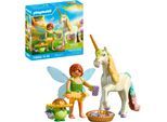 Konstruktions-Spielset PLAYMOBIL "Sammeleinhorn, Regenbogenblume mit Fee (71840), Princess Magic", bunt, Spielbausteine, Kinder, Kunststoff, Konstruktions-Spielset