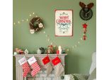 Metallbild QUEENCE "Happy Holidays", rot (farbe bild(er): rot), B:20cm H:30cm, Metall, Stahl, Bilder, Metallbild, Stahlschilder