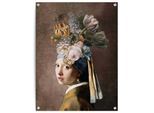 Poster REINDERS "Vermeer Blumenmädchen mit dem Perlenorhrring", bunt (farbe bild(er): bunt), B:60cm H:80cm T:0,1cm, Leinwand, Bilder, Poster, Outdoor für Garten oder Balkon