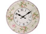 Wanduhr AMBIENTE HAUS "Rosen Wanduhr 28cm", bunt, B:28cm H:28cm T:3,5cm, Wanduhren, Wanduhr