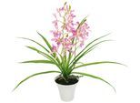 Kunstorchidee I.GE.A. "Künstliche Orchidee mit Topf", rosa, B:35cm H:40cm L:30cm, Polyester, Kunstpflanzen, Kunstorchidee, Dekoblume Kunstblume 40cm mit Blätter und Luftwurzeln im Topf Blume