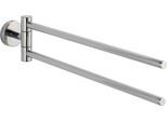 Handtuchhalter WENKO "Bosio", silber (silberfarben), B:5,5cm H:9cm T:43cm, Edelstahl, Handtuchhalter, Handtuchhalter, mit 2 Handtuchstangen