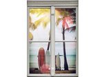 Wandsticker QUEENCE "Surfstrand", bunt, B:40cm H:60cm T:0,1cm, Wandtattoos, Wandsticker, Wandsticker, Wandbild, selbstklebend, 3D, Fenster
