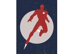 Bild KOMAR "Iron Man Fly", blau (farbe bild(er): blau), B:30cm H:40cm, Holz, Papier, Bilder, Bild, Wandbild zur Dekoration im Kinderzimmer - ohne Rahmen