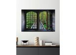 Wandsticker QUEENCE "Steg", grün, B:60cm H:40cm, Vinyl, Wandtattoos, Wandsticker, Wandsticker, Wandbild, selbstklebend, 3D, Fenster