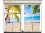 Wandsticker QUEENCE "Strand", beige (natur), B:40cm H:60cm T:0,1cm, Wandtattoos, Wandsticker, Wandsticker, Wandbild, selbstklebend, 3D, Fenster