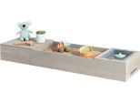 Sandkasten MUDDY BUDDY "Space Saver", grau, Sandkästen, Kinder, B/H/L: 45cm x 20cm x 150cm, Massivholz, Sandkasten, warmgrau, B:45cm H:20cm L:150cm