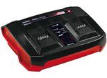 Akku-Ladestation EINHELL, transparent (weiß, neutral), B:19,2cm H:7,7cm T:19,2cm, Ladegeräte, Akku-Ladestation, Twincharger, 3 A, Parallelladung von 2 x 18 V, 6-Stufen-Ladesystem
