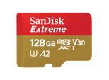 SANDISK Speicherkarte "microSDXC Extreme", rot (gold, rot), 128 GB, Speicherkarten, Speicherkarte