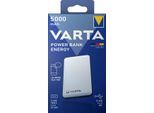 VARTA Powerbank "Power Bank Energy 5000 + Ladekabel, 5000mAh Powerbank mit USB Type C", weiß, 3,7 V 5.000mAh, Akkumulatoren, Powerbank