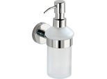 Seifenspender WENKO "Bosio Shine", grau (chromfarben), Edelstahl, Glas, Dosierspender, Seifenspender, Edelstahl rostfrei, ca. 200 ml Füllmenge