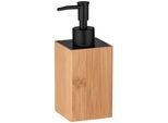 Seifenspender WENKO "Padua", schwarz, Bambus, Kunststoff, Metall, Dosierspender, Seifenspender, Bambus, 210 ml