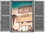 Wandtattoo QUEENCE "Motel", braun, B:80cm H:60cm T:0,1cm, Wandtattoos, Wandtattoo, Wandsticker, Wandbild, selbstklebend, 3D, Fenster