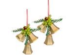 Dekohänger I.GE.A. "Glocken", gold, B:9cm H:25cm, Kunststoff, Dekohänger, Dekohänger, zum Hängen, 2er Set, Weihnachtsdeko Kranzdeko