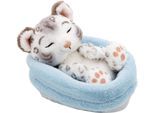 Kuscheltier NICI "Sleeping Pets, Schneeleopard, 12 cm", weiß, Plüschfiguren, KinderB:8cm H:12cm L:7cm, Kuscheltier, im Körbchen, B:8cm H:12cm L:7cm