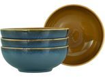 Schale CREATABLE "Mallorca, Smoothie Bowl 4-tlg", blau, Ø:16,5cm, Steinzeug, Schüsseln, Schale, Spezialglasur mit Vintage Außenrand