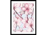 Bild QUEENCE "Melanie", rosa (farbe rahmen: schwarz, farbe bild(er): rosa), B:30cm H:40cm, Acrylglas, Holz, Papier, Bilder, Bild, Blumen, gerahmt