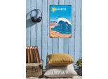 Metallbild QUEENCE "Biarritz Beach", beige (farbe bild(er): beige), B:20cm H:30cm, Metall, Stahl, Bilder, Metallbild, Stahlschilder