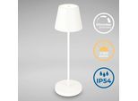 Außen-Tischleuchte B.K.LICHT "LED Akku Tischleuchte mit Touchdimmer", weiß, B:12cm H:38cm L:12cm Ø:12cm, Leuchten, Außen-Tischleuchte, Kunststoff Metall mit USB Kabel und integrierter Batterie IP54 Ø12cm