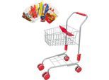 Spiel-Einkaufswagen TANNER, bunt, Kinder-Einkaufswagen, KinderB:31cm H:61cm T:38cm, Metall, Spiel-Einkaufswagen, mit 40-teiligem Zubehör, B:31cm H:61cm T:38cm